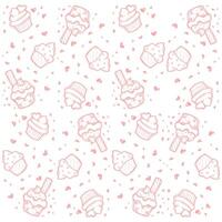 doodle cupcakes pattern vector