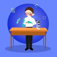 Scientist man with microscope illustration vector