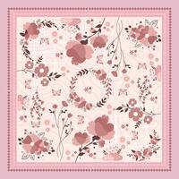 A pink square with flowers and butterflies vector