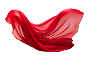 Flying red silk fabric isolated on transparent background png
