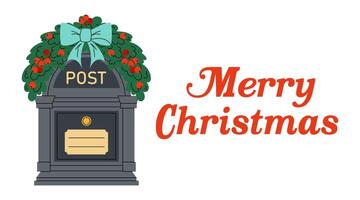 Christmas Greeting Banner. Mailbox for letters. Design for greeting cards. Flat illustration on white background. vector