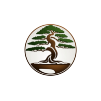 Minimalist bonsai tree logo featuring an elegant and artistic design. png