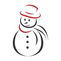 Clean Monochromatic Design of a Snowman with Flowing Outlines vector