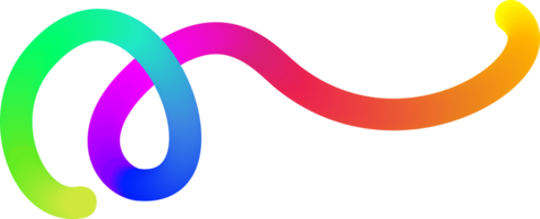 Rainbow gradient line. Fluid color element. Wavy blend swirl stripe. Dynamic twisted flowing stroke for posters and banners. png