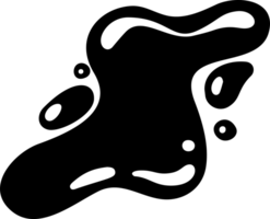 Abstract blob shape. Organic liquid random wavy form. Irregular fluid black spot and bubbles. Glossy elements. Trendy drops silhouettes. Modern Y2K swirl amoeba splotch. png