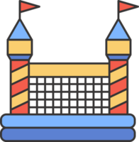 Bouncy castle color icon. Inflatable house pictogram with slide for air trampoline park and children playground for jumping. Inflated equipment for amusement park and kids zone. png