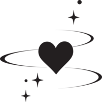 Y2K heart icon. Star shapes. Symbols of love. Outline cosmic design element. Cute retro romantic element of magic sparkles. Abstract celestial 90s decoration png