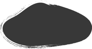Brush stain, abstract paint shape with grunge texture. Round black ink splash. Irregular organic blob. Oval liquid rough element. Doodle blot block png