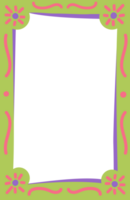 Wavy scallop border shape. Rectangle fun psychedelic hand drawn frame. Doodle cute design for text photo and picture. Groovy child template. Y2K decorative blank. png