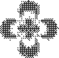 Pixel pattern shape. Textured flower with bitmap Y2k dither gradient. Retro star with old computer game graphic effect. Halftone grunge illustration png