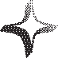 Bitmap pattern star shape. Halftone gradient element. Y2k graphic abstract icon. Dither noisy grunge texture. png