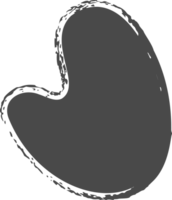 Brush stain, abstract paint shape with grunge texture. Round black ink splash. Irregular organic blob. Oval liquid rough element. Doodle blot block png