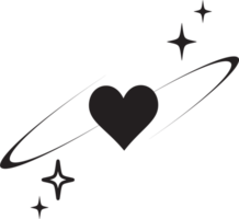 Y2K heart icon. Star shapes. Symbols of love. Outline cosmic design element. Abstract celestial 90s decoration. Cute retro romantic element of magic sparkles. png