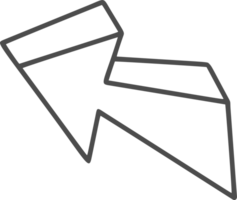 Hand drawn doodle arrow. Pencil line sketch. Curve design element. Outline sign of cursor. Graphic vintage mark and bold silhouette png