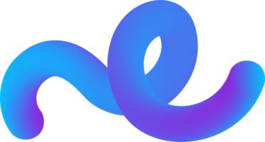 3D gradient abstract shape. Liquid fluid spiral element. Swirl dynamic bright blue modern stroke. Wavy blend futuristic vibrant line. Squiggle neon design png