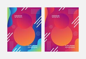 Modern Background with Gradient Mesh Holographic Circles. Hipster Graphic Template Design with Lines, Dots, Round Shapes. Memphis Print for your Business Layout. vector