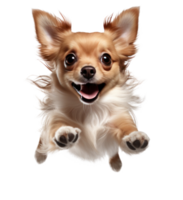 A dog is flying in the air with its mouth open png