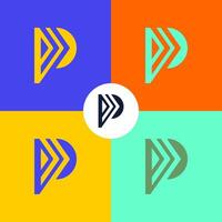 Cool P logo with arrow motif. vector