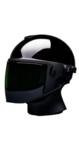 Futuristic Black Helmet with Green Visor on Transparent Background png
