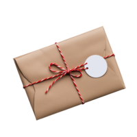 Brown Envelope with Red Twine and Tag on Transparent Background png
