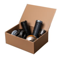 Box of Various Mechanical Parts with Transparent Background png