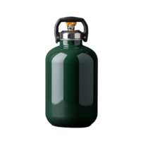 Green gas cylinder with shiny surface on transparent background png