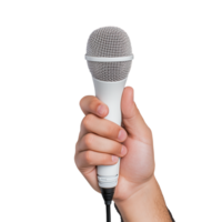 Hand Holding Microphone on Transparent Background png