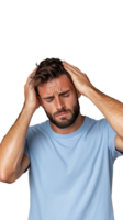 Man Holding Head in Distress with Transparent Background png
