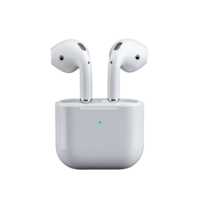 Wireless earbuds in charging case with transparent background png
