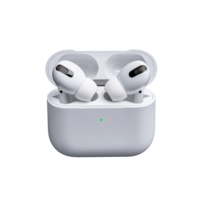 Wireless earbuds with charging case on transparent background png