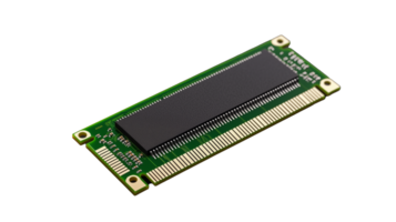 Computer memory module with black chip on transparent background png