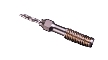 Precision drill bit with metal handle on transparent background png