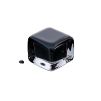 Black Ice Cube on Transparent Background with Reflections and Shadows png