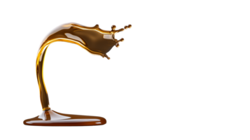 Golden liquid splash with transparent background creating dynamic motion png
