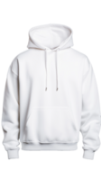 White Hoodie with Drawstrings and Pocket on Transparent Background png