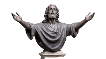 Jesus Statue with Outstretched Arms on Transparent Background png