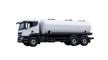 White Tanker Truck Side View on Transparent Background png