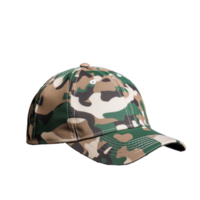 Camouflage baseball cap with detailed patterns on transparent background png