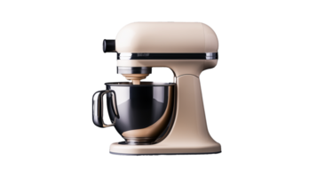 Kitchen mixer with sleek design and shiny bowl on transparent background png