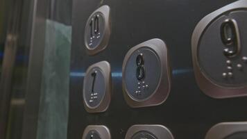 Close up of man pressing elevator button of the eight floor. Stock clip. Finger presses the elevator button. video