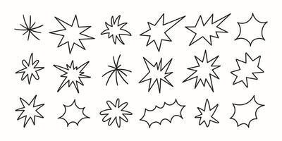 Set of linear stickers, scribbles and doodles isolated on a white background. Minimal hand drawn illustration vector