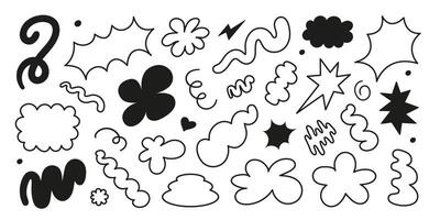 Abstract set cute linear doodle shapes isolated on a white background vector