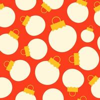 Christmas seamless pattern with minimalist colorful geometric balls on a red background. vector