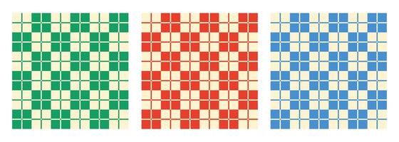 Retro aesthetic plaid seamless patterns in red, green and blue colors. Checkered geometric backgrounds with squares vector
