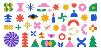 Set of abstract colorful geometric shapes. Bright brutal contemporary icons. Various geometric figures. vector