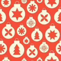 Christmas seamless pattern with minimalist geometric balls. Red and white colors vector
