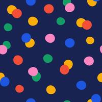 Seamless pattern with abstract colorful small polka dots on a dark blue background vector