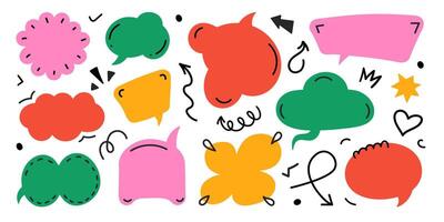Set of colorful speech bubbles. Cartoon balloon word design. vector