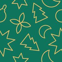 Geometric colorful seamless pattern. Trendy abstract swiss background. Green and gold colors vector