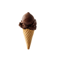 An ice cream cone with chocolate ice cream on transparent background png